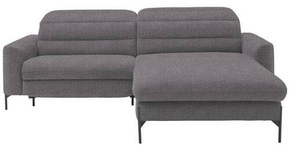 ECKSOFA in Flachgewebe Grau  - Schwarz/Grau, Design, Textil/Metall (252/191cm) - Dieter Knoll