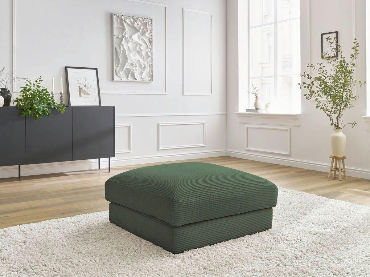 HOCKER LEONARD Cord Dunkelgrün  - Dunkelgrün/Schwarz, MODERN, Kunststoff/Textil (86/43/86cm)