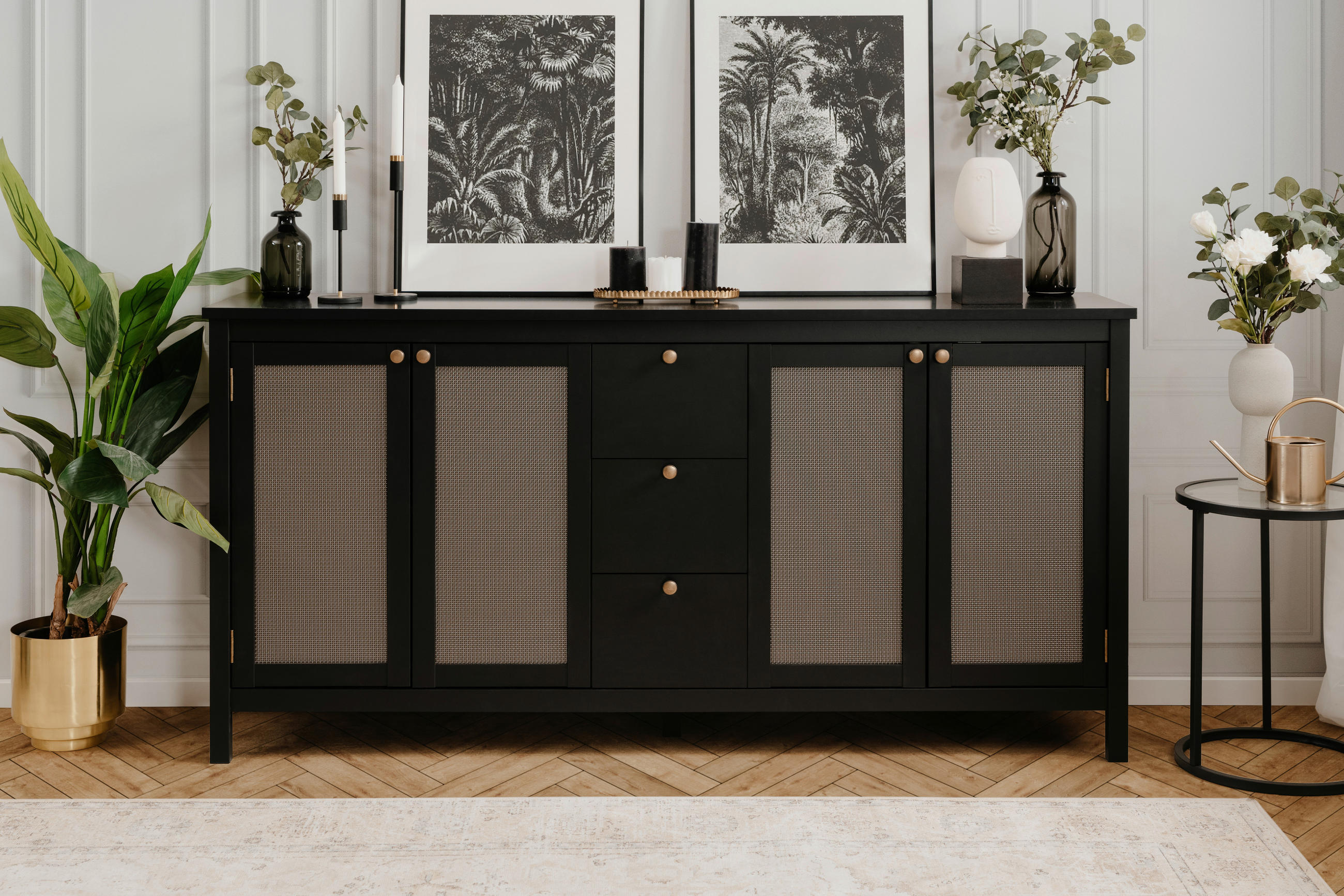 SIDEBOARD  in 180/90/40 cm  - Messingfarben/Schwarz, Trend, Holzwerkstoff/Metall (180/90/40cm) - MID.YOU