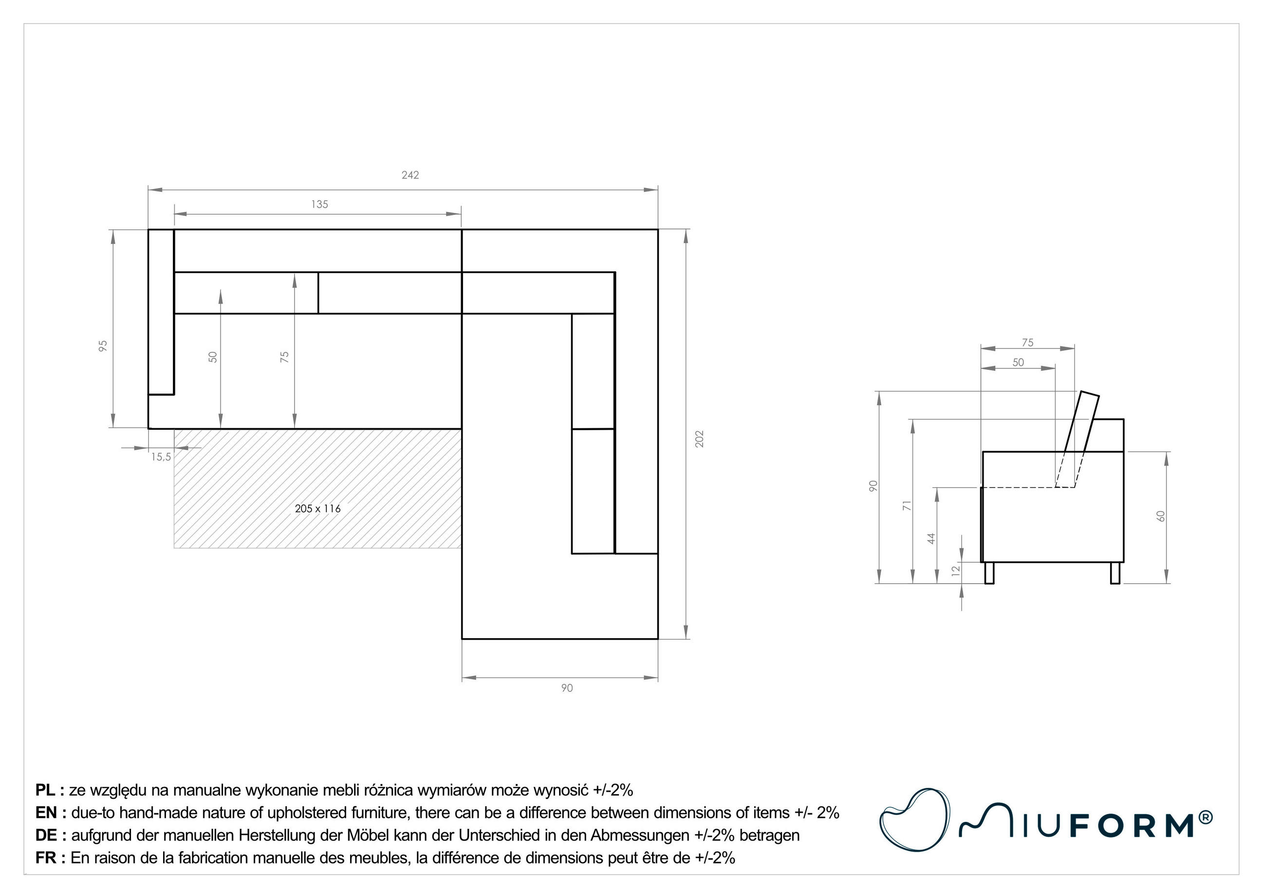 Thumbnail - Mid.you Ecksofa, Türkis, Textil, Eiche, Uni, 6-Sitzer, Füllung: Schaumstoffflocken,Schaumstoffflocken, Ottomane rechts, ...