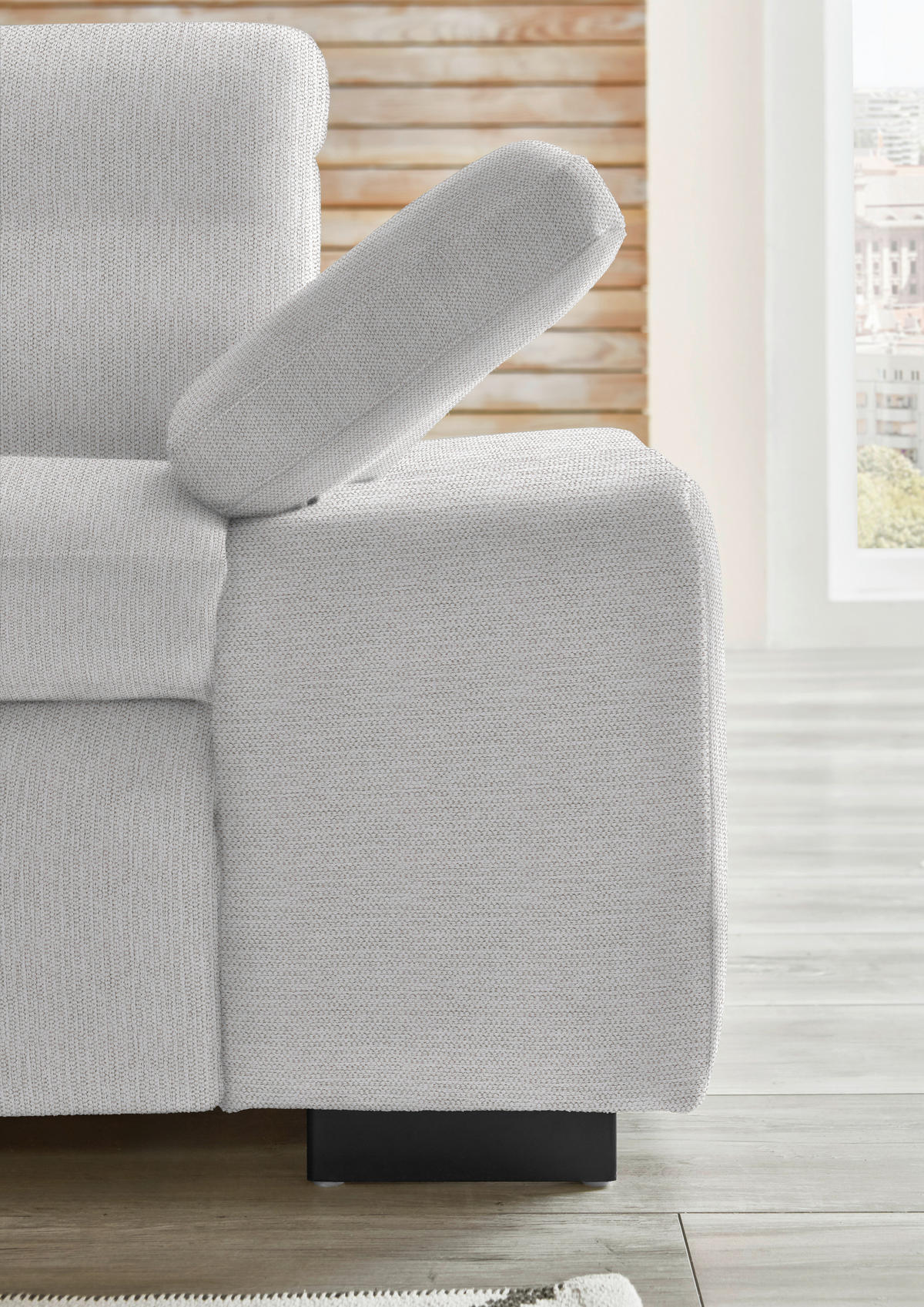 ECKSOFA in Flachgewebe Creme  174/297 cm  - Creme/Schwarz, Design, Textil/Metall (174/297cm) - Beldomo Style