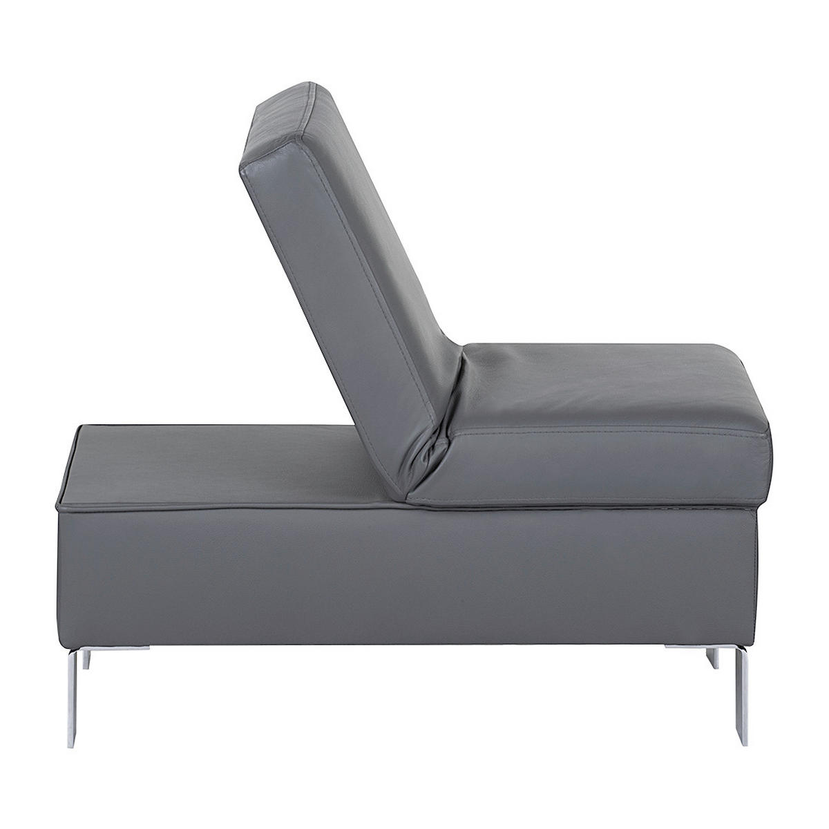 HOCKER Leder Anthrazit  - Chromfarben/Anthrazit, Design, Leder/Metall (91/44/57cm) - Livetastic