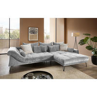 ECKSOFA GARDA in Chenille Silberfarben  310/192 cm  - Silberfarben/Schwarz, KONVENTIONELL, Textil/Metall (310/192cm) - Livetastic