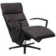 RELAXSESSEL in Leder Mokka  - Schwarz/Mokka, Design, Leder/Metall (64/112/80cm) - Cantus