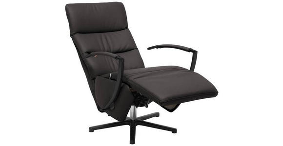 RELAXSESSEL in Leder Mokka  - Schwarz/Mokka, Design, Leder/Metall (64/112/80cm) - Cantus