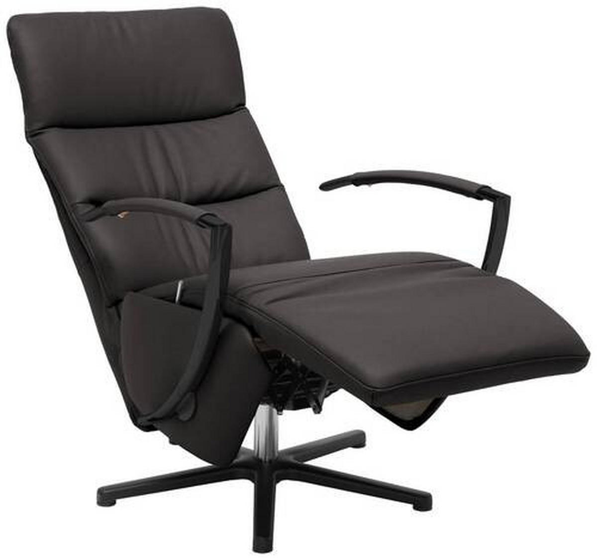 RELAXSESSEL in Leder Mokka  - Schwarz/Mokka, Design, Leder/Metall (64/112/80cm) - Cantus