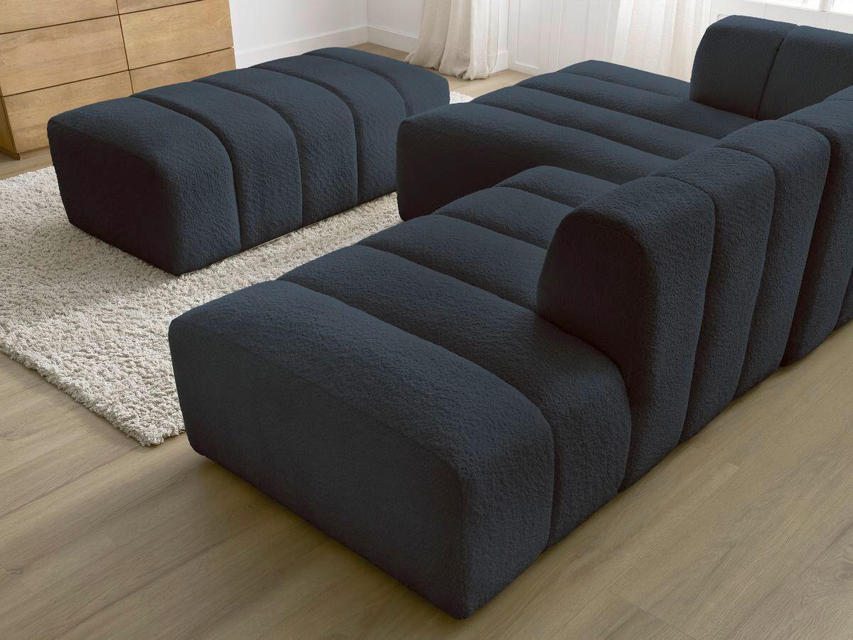 ECKSOFA  ANNECY Dunkelblau Bouclé  - Schwarz/Dunkelblau, MODERN, Kunststoff/Textil (170/262cm)