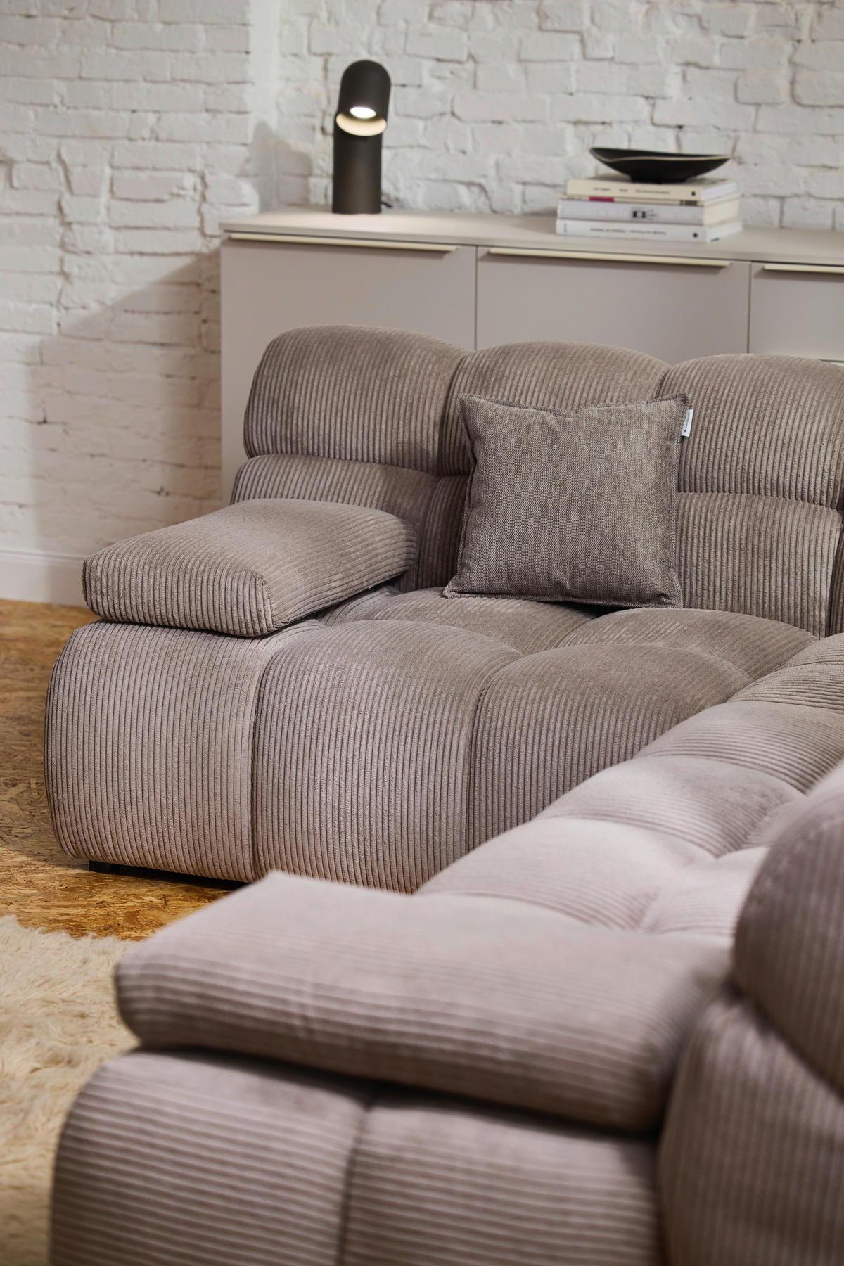 ECKSOFA Braun Cord Rücken echt  - Schwarz/Braun, KONVENTIONELL, Kunststoff/Textil (195/265cm) - Tom Tailor