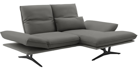 ECKSOFA in Echtleder Hellgrau  - Hellgrau/Schwarz, Design, Leder/Metall (210/130cm) - Dieter Knoll