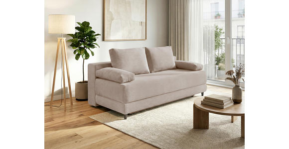 SCHLAFSOFA Cord Taupe Rückenkissen, Armlehnenkissen, Bettkasten, Schlaffunktion, Rücken echt, Liegefläche im Originalstoff  - Taupe/Schwarz, KONVENTIONELL, Holz/Textil (196/96/103cm) - Carryhome