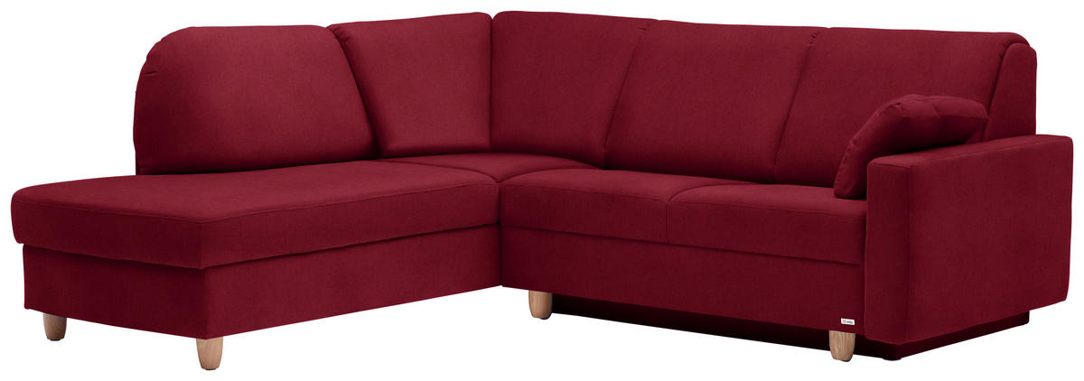 ECKSOFA in Flachgewebe Bordeaux  208/227 cm  - Eichefarben/Bordeaux, KONVENTIONELL, Holz/Textil (208/227cm) - Sedda