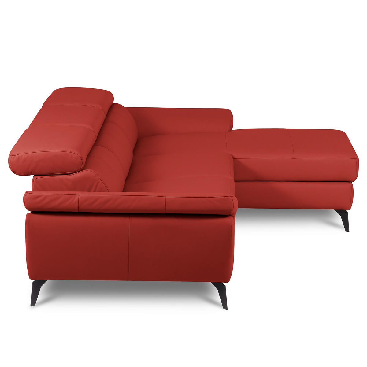 ECKSOFA SONO in Lederlook Echtleder Rot Armteilverstellung, Kopfteilverstellung  252/179 cm  - Rot/Schwarz, Design, Leder/Textil (252/179cm) - Livetastic