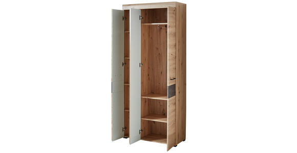 GARDEROBE 6-teilig  in 282/201/40 cm  - Eiche Artisan/Grau, Design, Glas/Holzwerkstoff (282/201/40cm) - Voleo