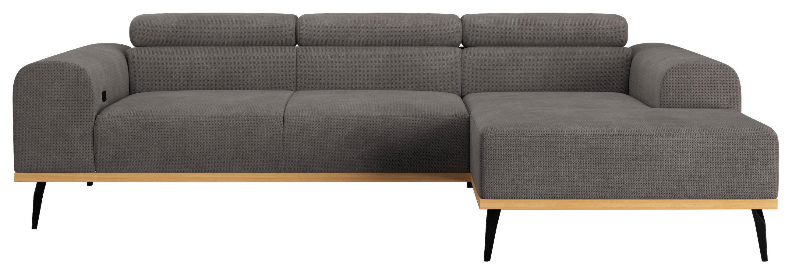 ECKSOFA in Chenille Dunkelgrau  244/157 cm  - Dunkelgrau/Schwarz, KONVENTIONELL, Textil/Metall (244/157cm) - Cotta