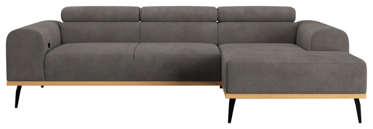 ECKSOFA in Chenille Dunkelgrau  244/157 cm  - Dunkelgrau/Schwarz, KONVENTIONELL, Textil/Metall (244/157cm) - Cotta