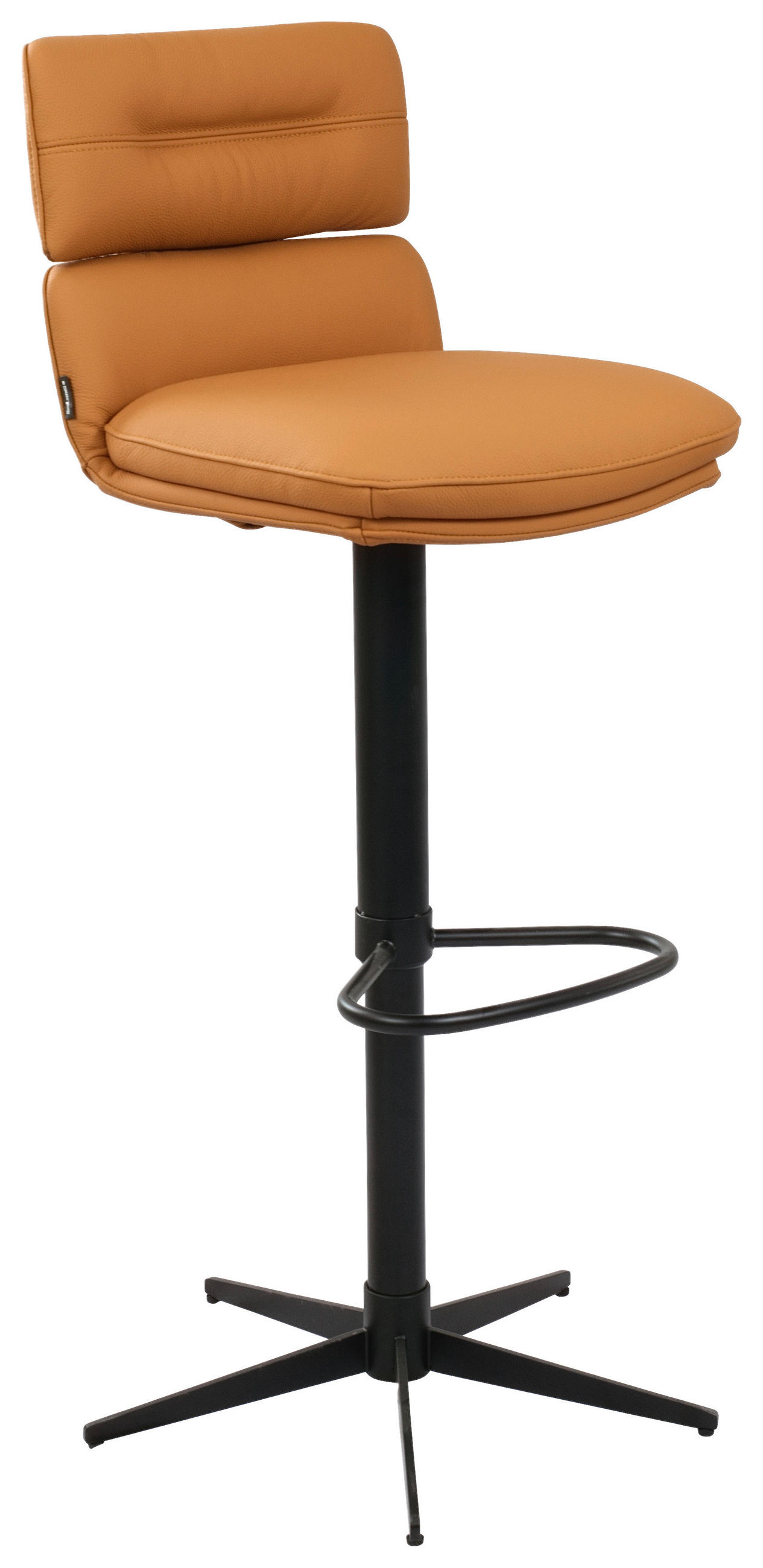 Dieter Knoll Barhocker Schwarz, Cognac 42x99-117x50 cm
