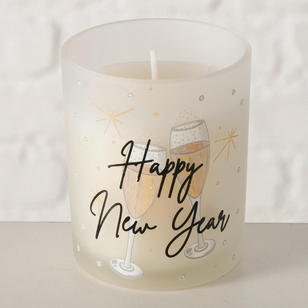 KERZE IM TOPF - Türkis/Weiss, Basics, Glas/Paraffin (7/8,3cm)