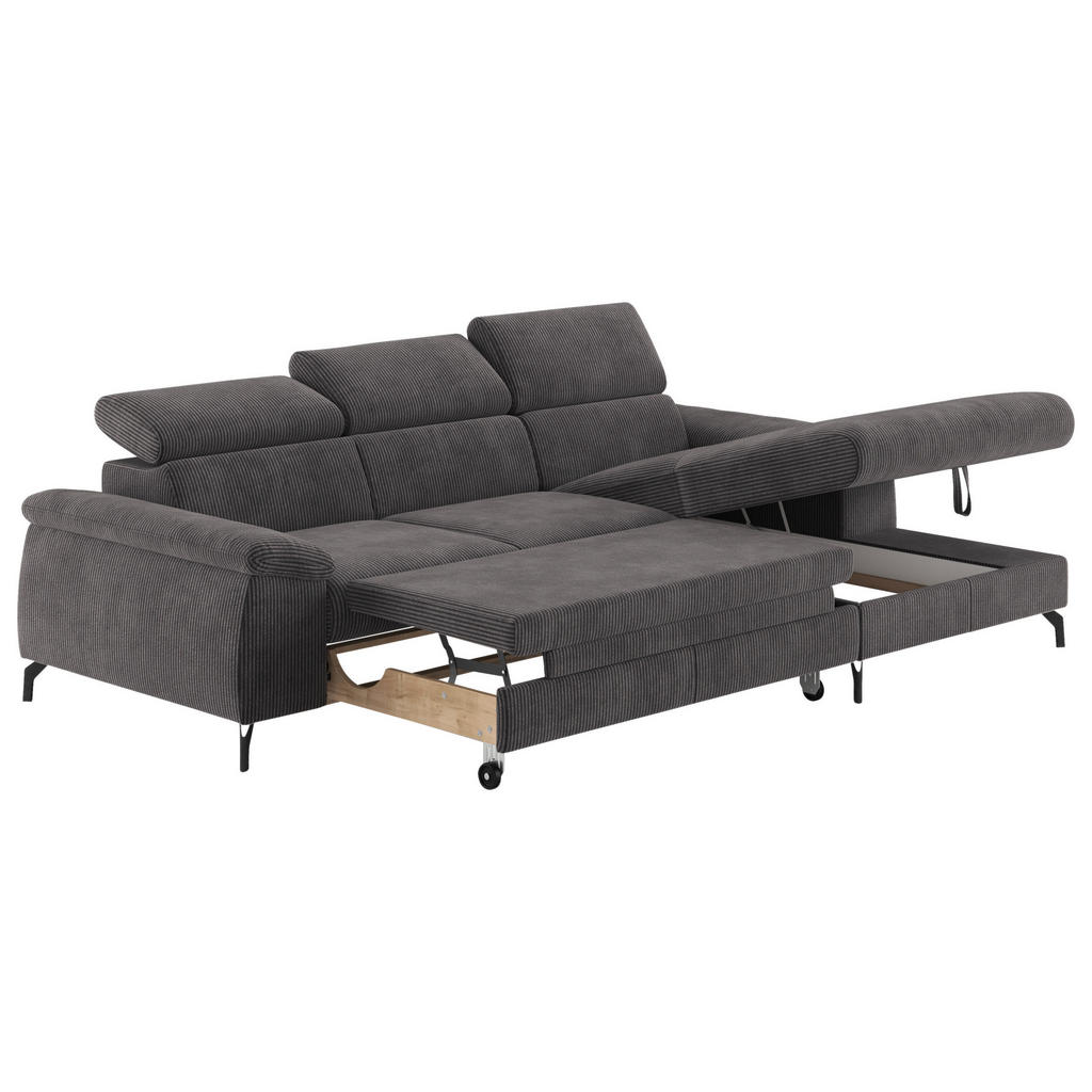 Thumbnail - Livetastic Ecksofa, Anthrazit, Textil, 3-Sitzer, Ottomane rechts, L-Form, 244x166 cm, Made in EU, Stoffauswahl, Liegefun...