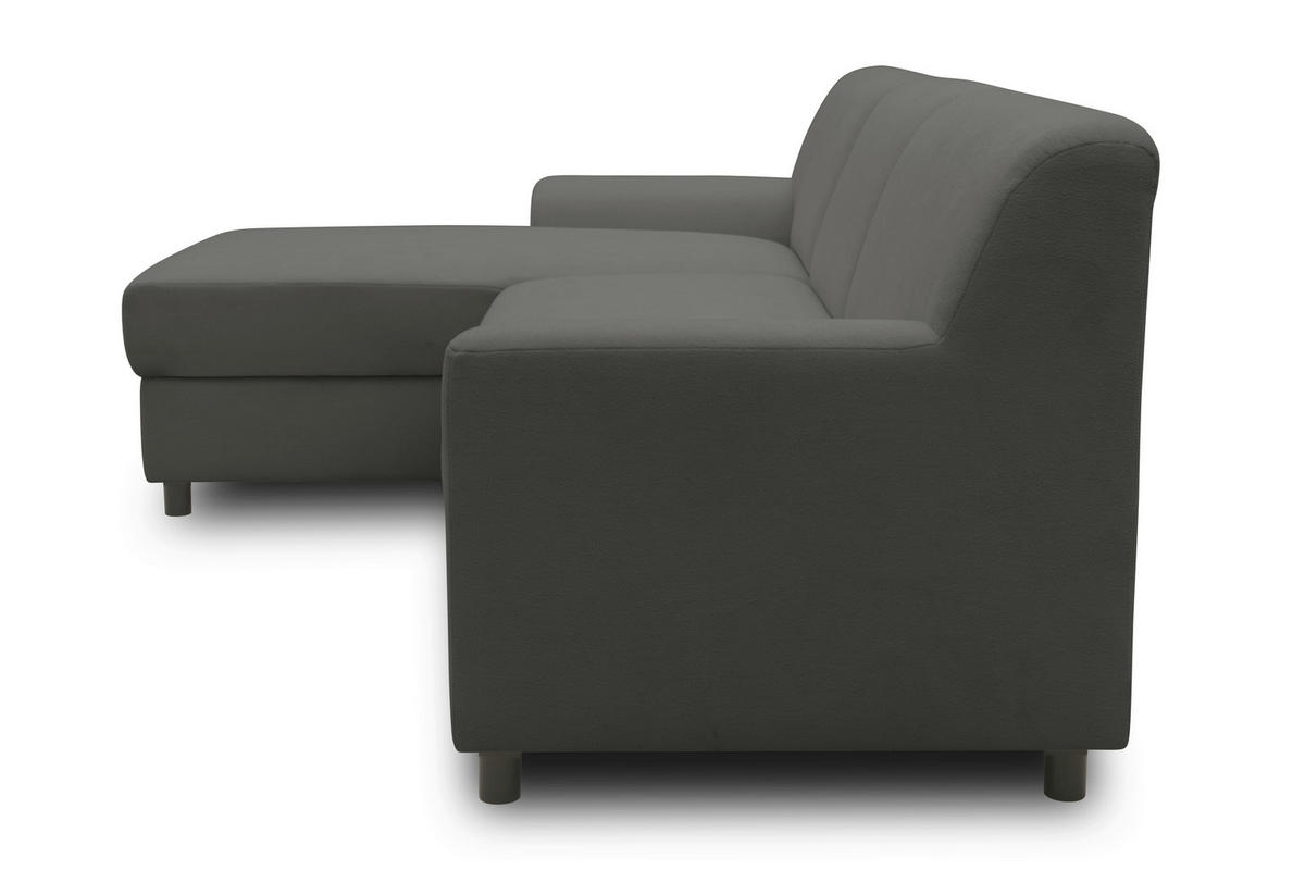 ECKSOFA CAPRI 2 Dunkelgrau Mikrofaser Zierkissen  - Dunkelgrau/Schwarz, Basics, Kunststoff/Textil (146/241cm) - MID.YOU