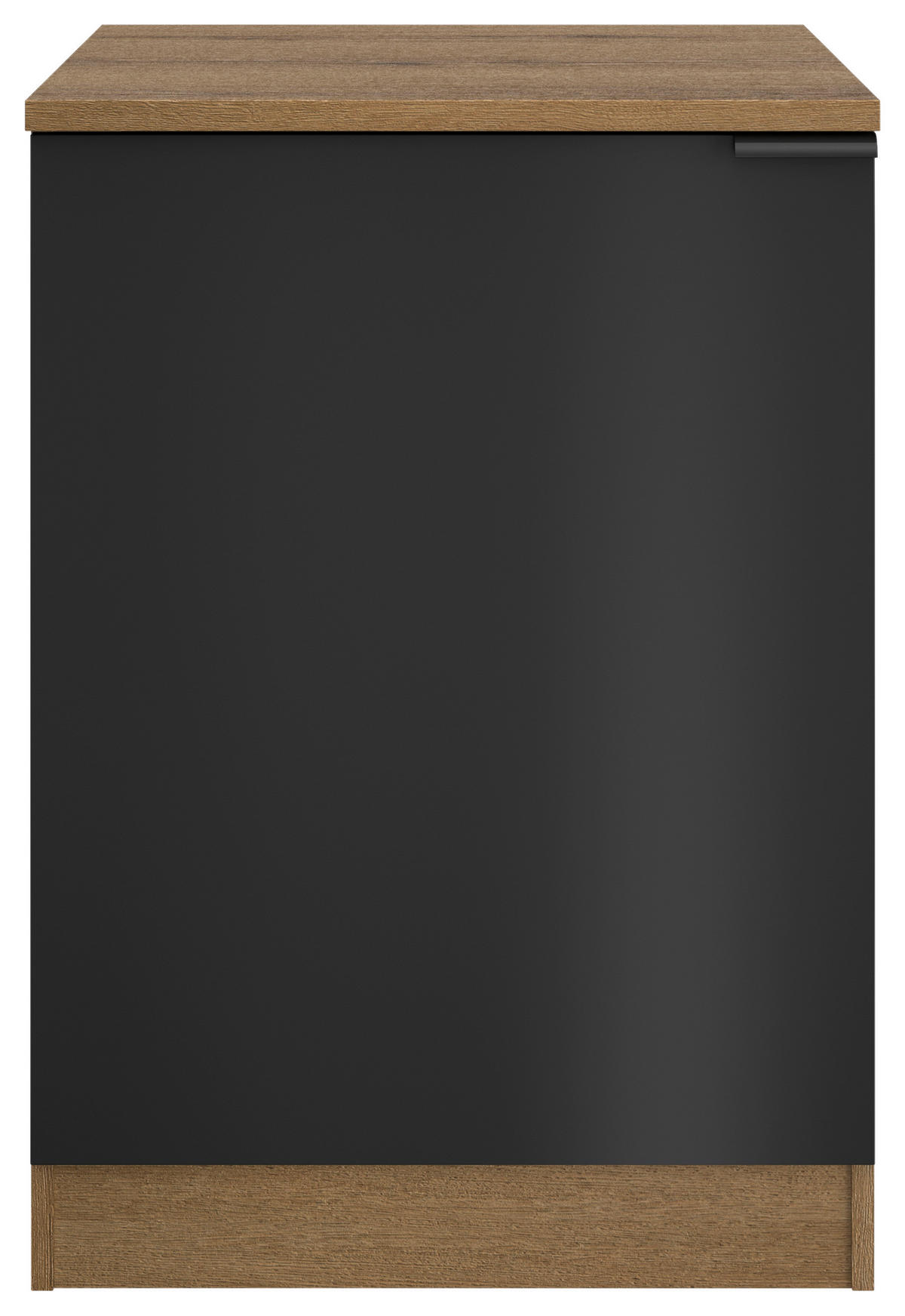 KÜCHENUNTERSCHRANK 60/86/60 cm  in Schwarz, Eichefarben  - Eichefarben/Schwarz, Basics, Holzwerkstoff/Metall (60/86/60cm) - MID.YOU