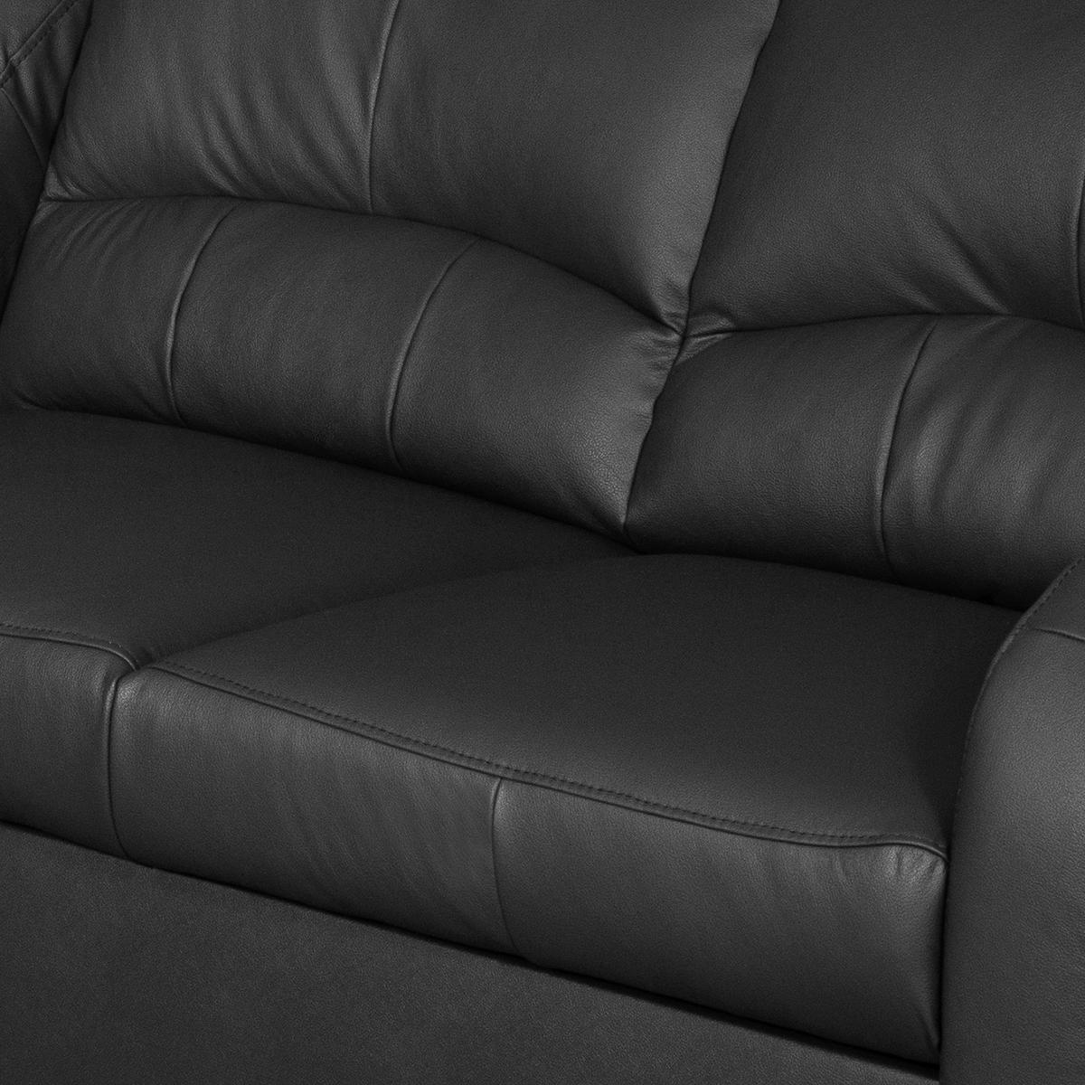 ECKSOFA in Lederlook Echtleder Schwarz  - Schwarz, Design, Leder/Kunststoff (168/227cm) - Livetastic