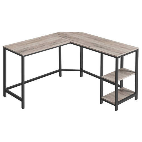 ECKSCHREIBTISCH 138/138/76 cm  in Schwarz, Eiche grau  - Eiche grau/Schwarz, Basics, Holzwerkstoff/Metall (138/138/76cm) - Boxxx