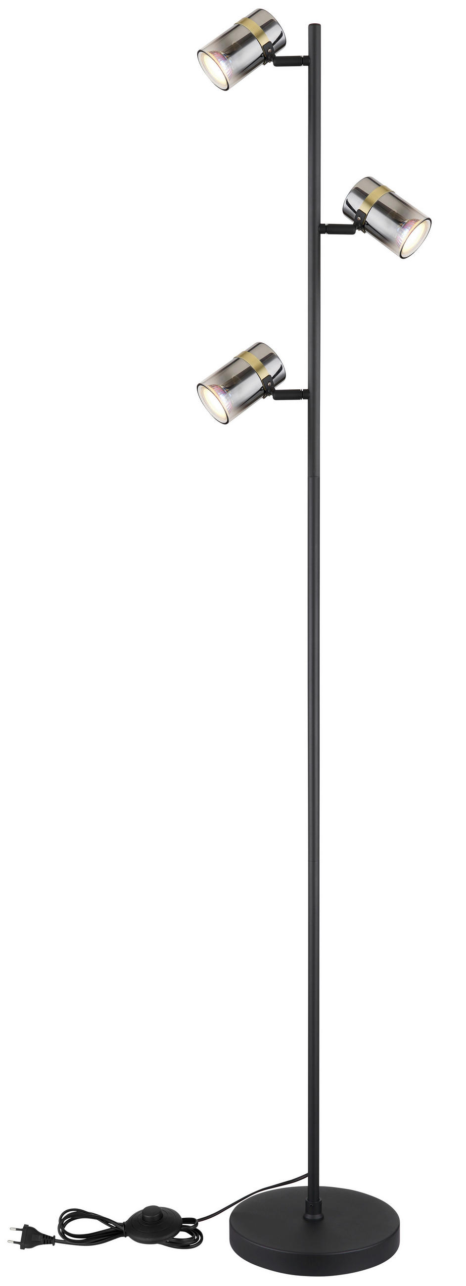 STEHLEUCHTE - Messingfarben/Schwarz, Design, Glas/Kunststoff (23/154cm) - Globo