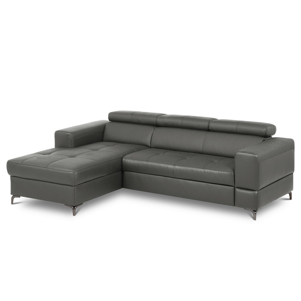 ECKSOFA  in Lederlook Echtleder Anthrazit  - Anthrazit/Schwarz, Design, Leder/Textil (173/247cm) - Livetastic