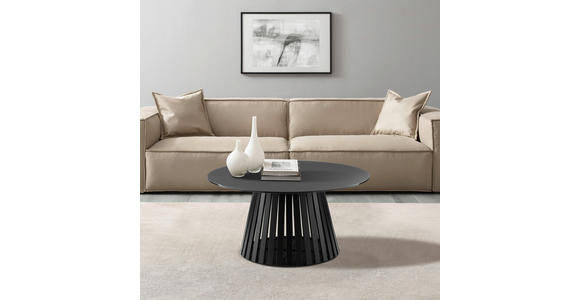 COUCHTISCH Klarglas 80/80/40 cm rund Schwarz - Schwarz, Design, Glas/Metall (80/80/40cm) - Carryhome