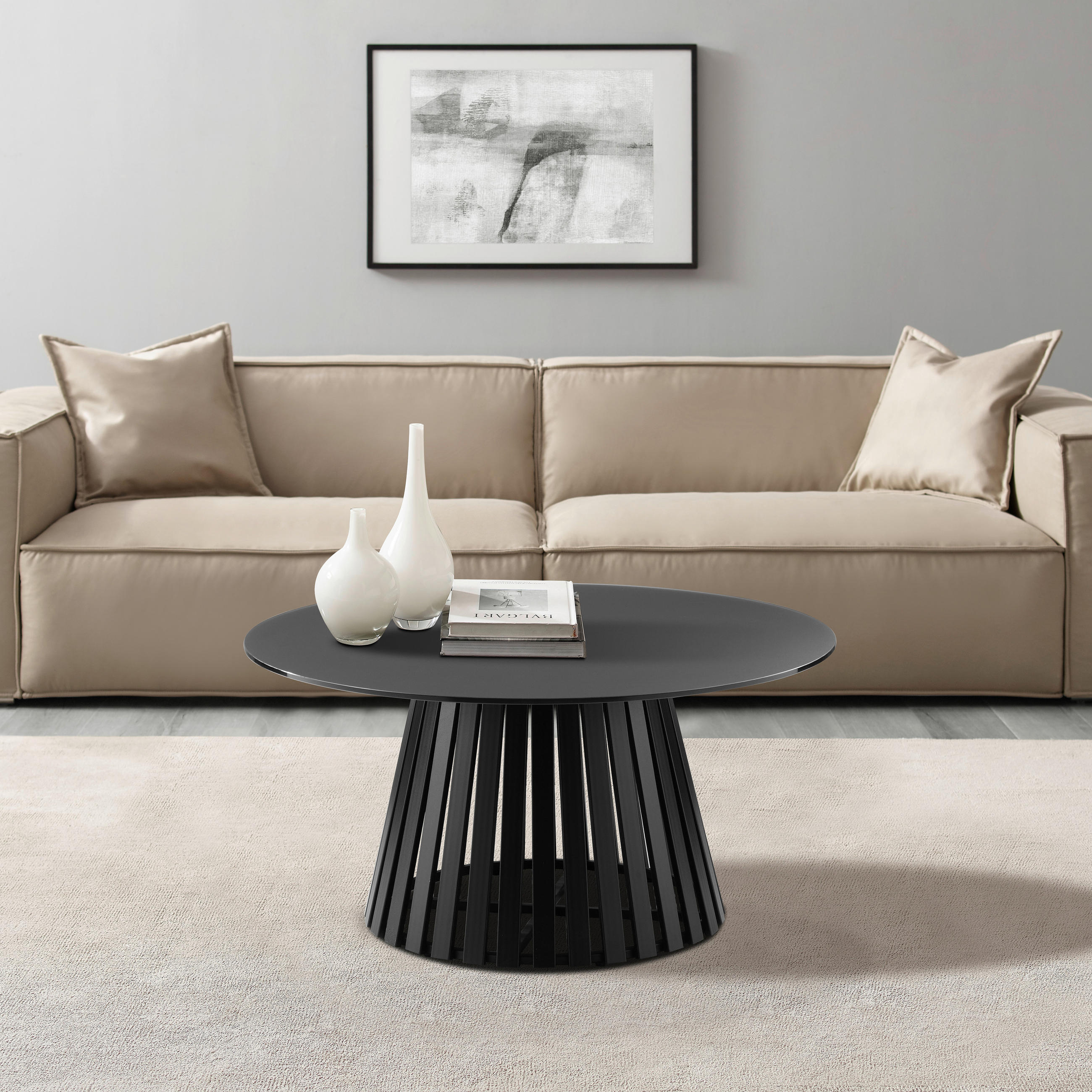 COUCHTISCH Klarglas 80/80/40 cm rund Schwarz  - Schwarz, Design, Glas/Metall (80/80/40cm) - Carryhome
