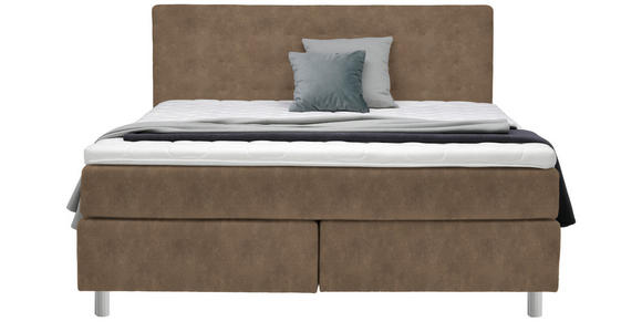 BOXSPRINGBETT 160/200 cm  in Braun  - Chromfarben/Braun, KONVENTIONELL, Kunststoff/Textil (160/200cm) - Voleo