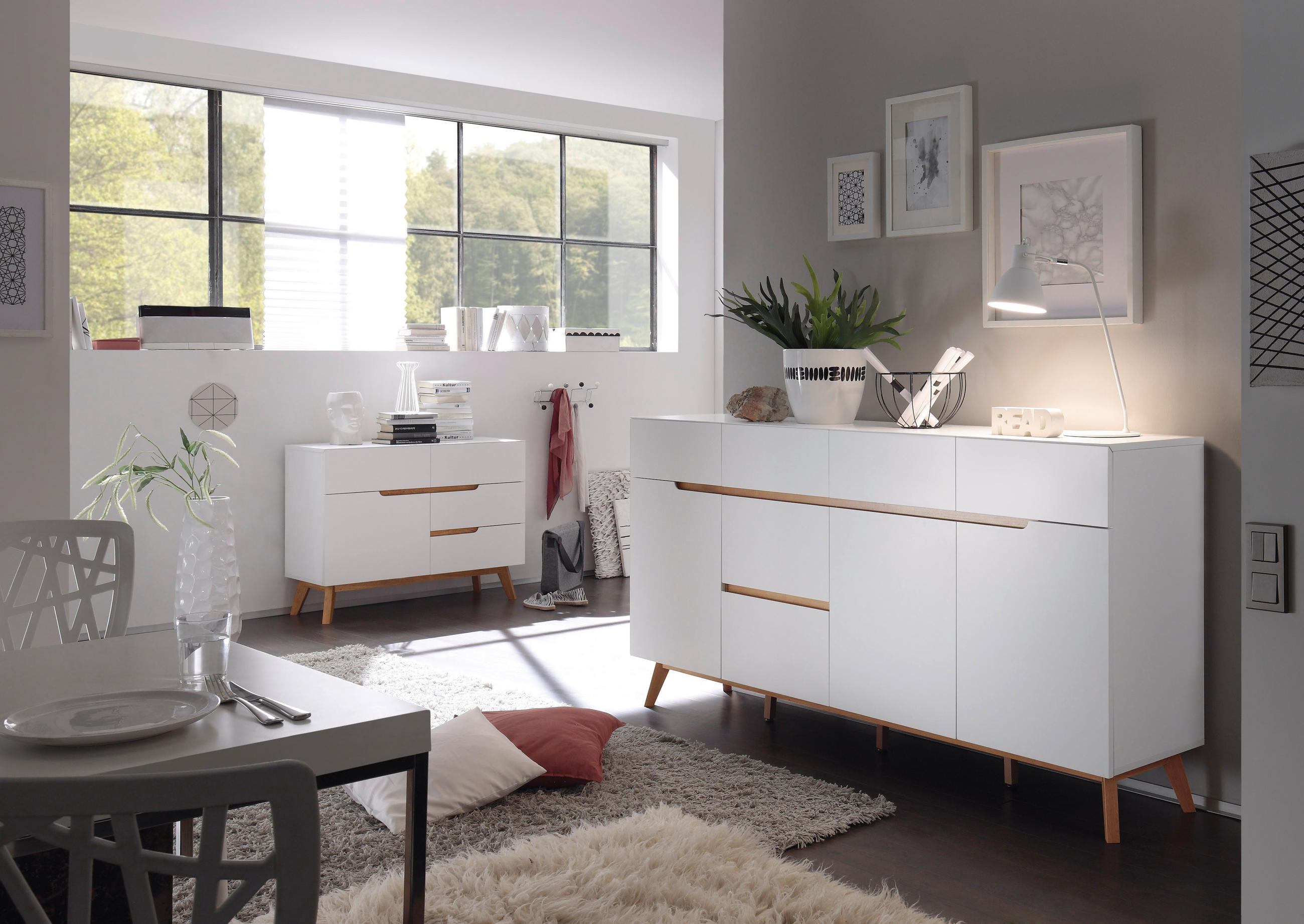 SIDEBOARD Cervo  in 193/95/40 cm  - Eichefarben/Weiß, Design, Holz/Holzwerkstoff (193/95/40cm)