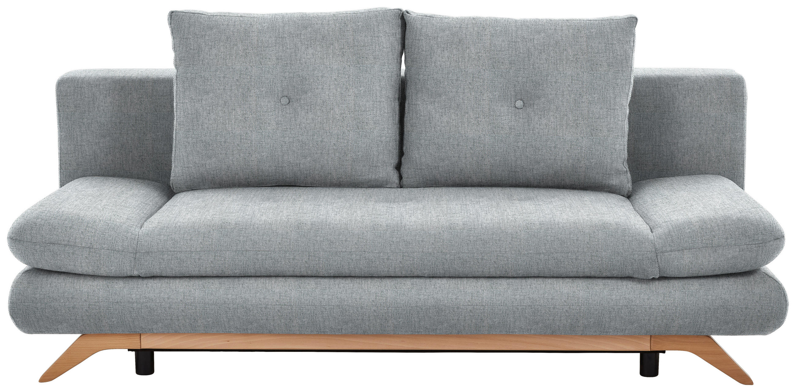 SCHLAFSOFA Webstoff Hellgrau Stoffauswahl, Liegefunktion, Rücken echt  - Buchefarben/Hellgrau, Konventionell, Holz/Textil (205/86/94cm) - Carryhome