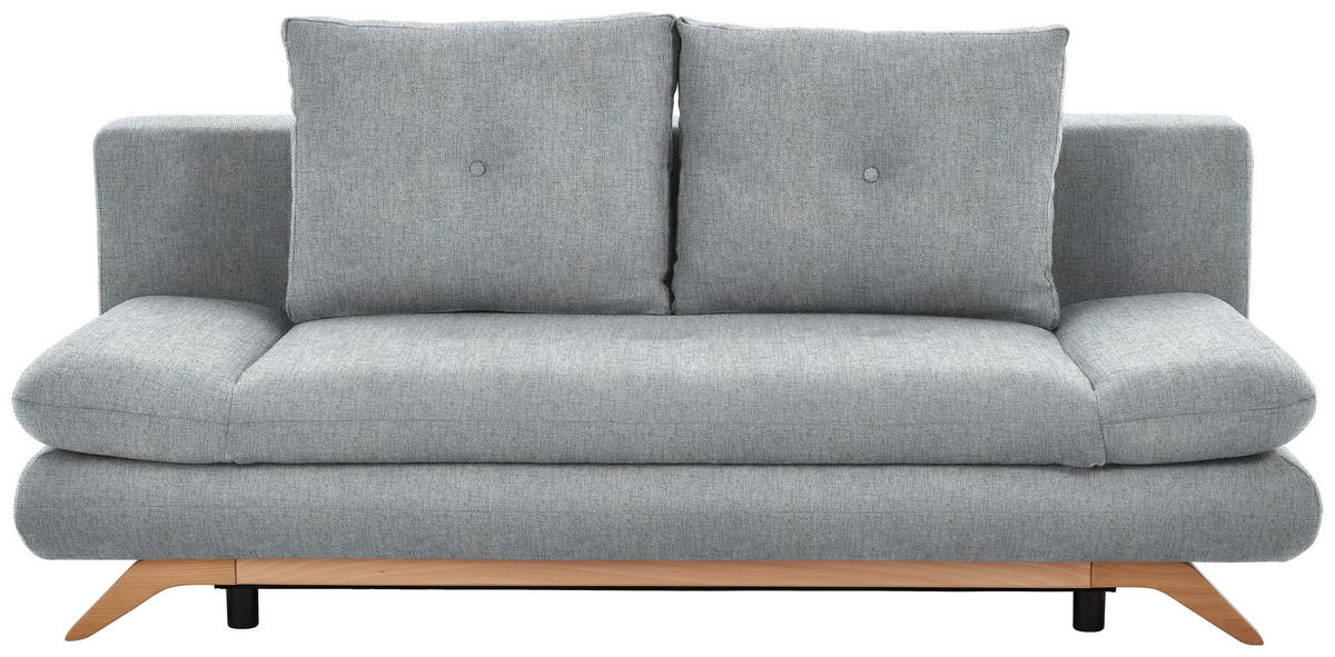 SCHLAFSOFA Webstoff Hellgrau  - Buchefarben/Hellgrau, KONVENTIONELL, Holz/Textil (205/86/94cm) - Carryhome