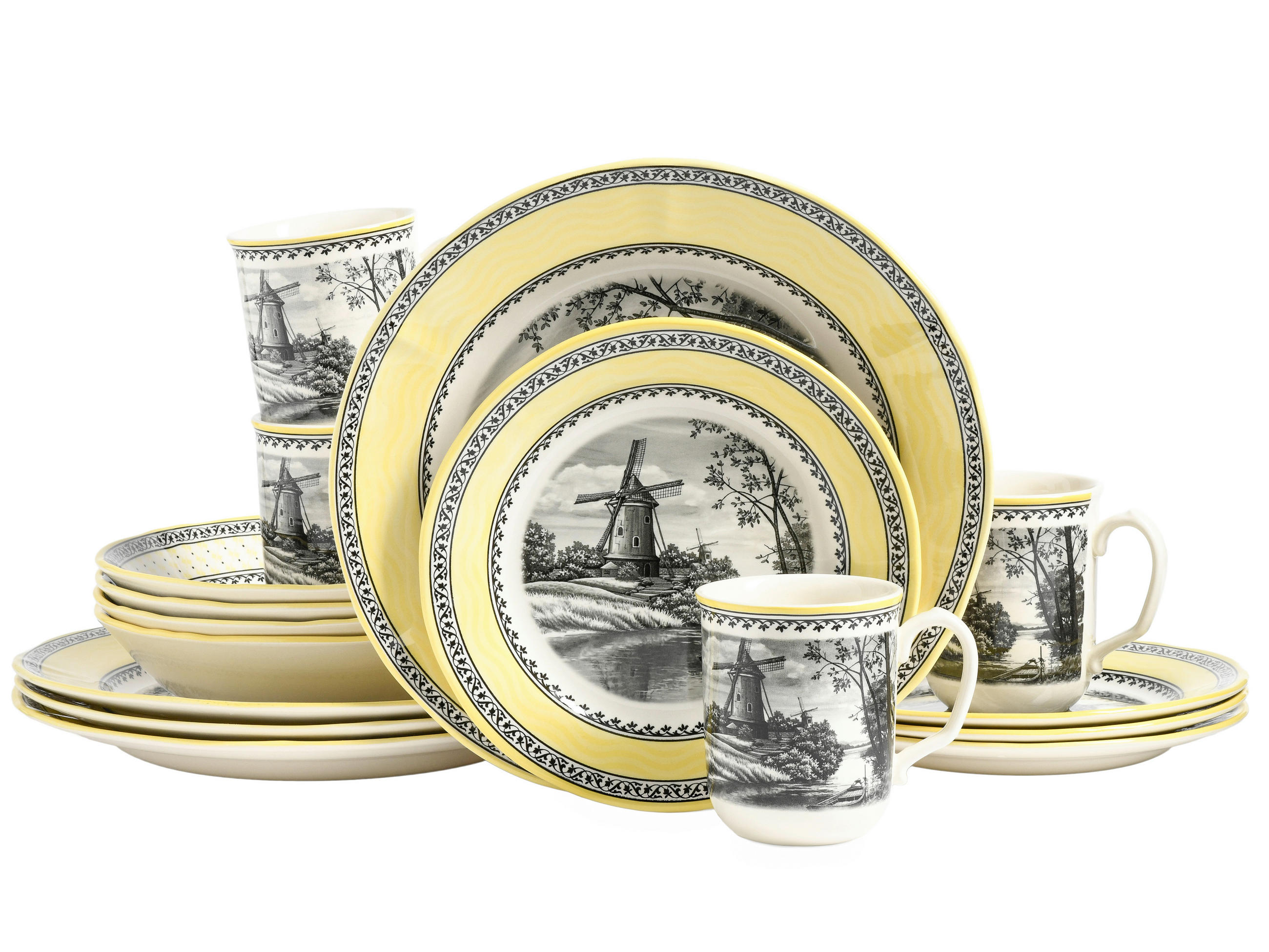 KOMBISERVICE Windmühle Gelb 16-teilig  - Multicolor, Basics, Keramik - Creatable