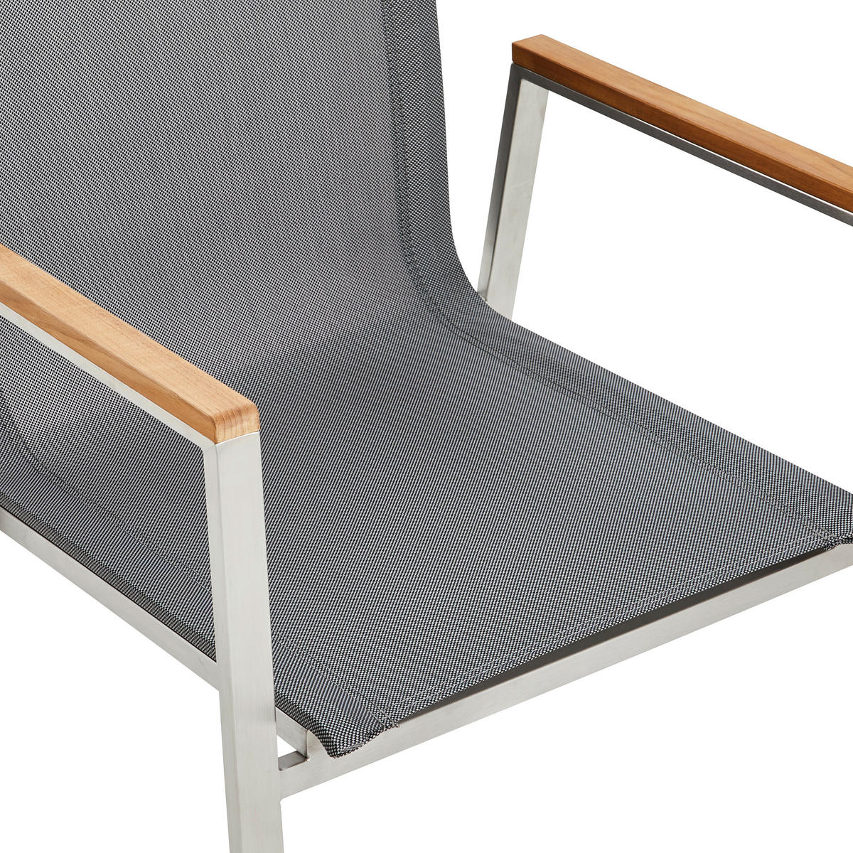 STAPELSESSEL Teakholz Edelstahl Grau, Edelstahlfarben  - Edelstahlfarben/Naturfarben, MODERN, Holz/Textil (54/86/58cm) - Ambia Garden