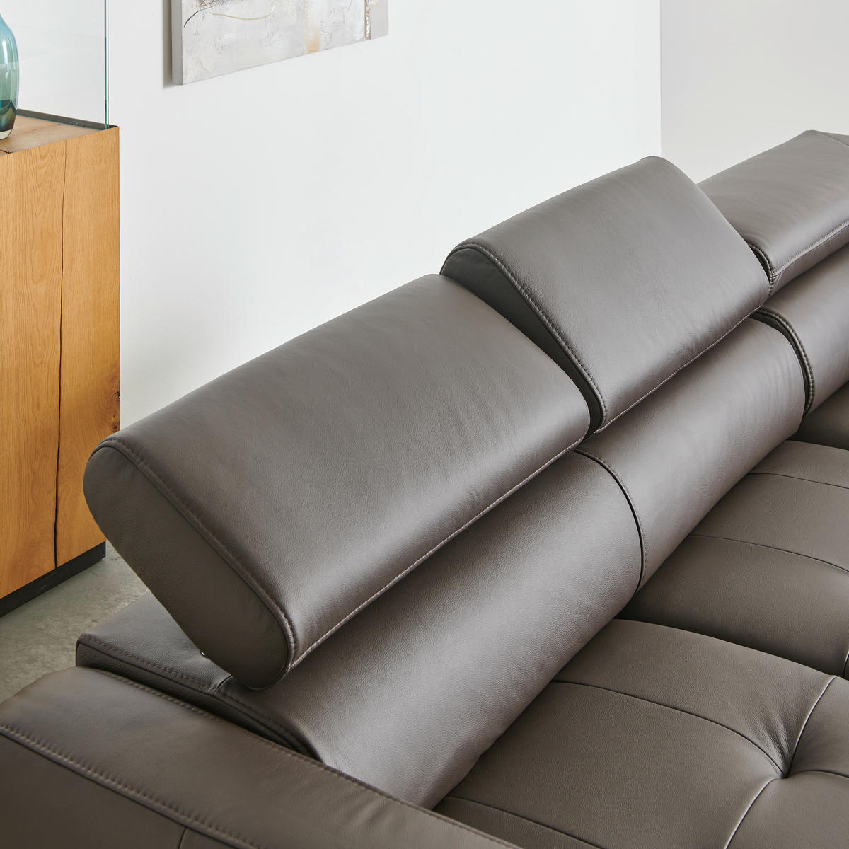ECKSOFA Dunkelbraun Echtleder  - Dunkelbraun/Schwarz, Design, Leder/Holz (252/220cm) - Novel