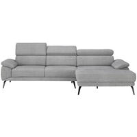 ECKSOFA Grau Velours  - Schwarz/Grau, Design, Textil/Metall (295/187cm) - Novel
