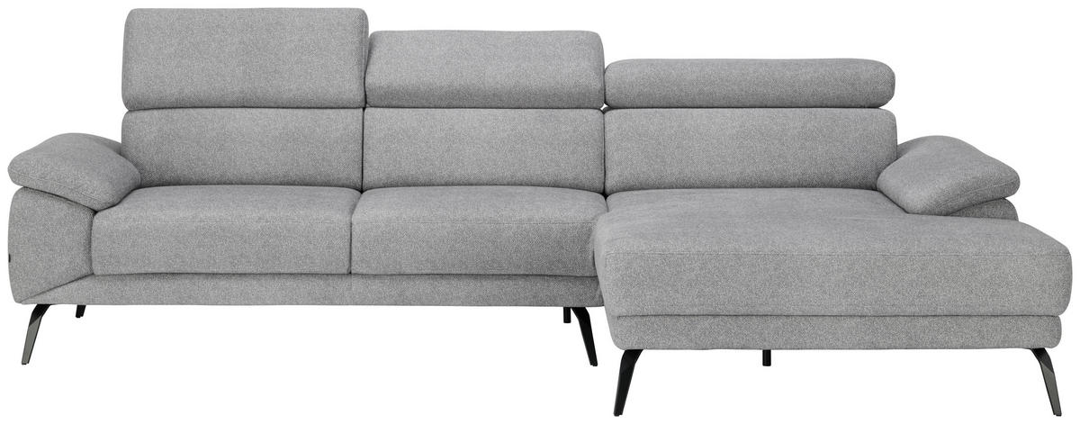 ECKSOFA Grau Velours  - Schwarz/Grau, Design, Textil/Metall (295/187cm) - Novel