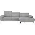 ECKSOFA Grau Velours  - Schwarz/Grau, Design, Textil/Metall (295/187cm) - Novel