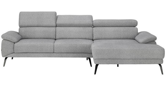 ECKSOFA Grau Velours - Schwarz/Grau, Design, Textil/Metall (295/187cm) - Novel