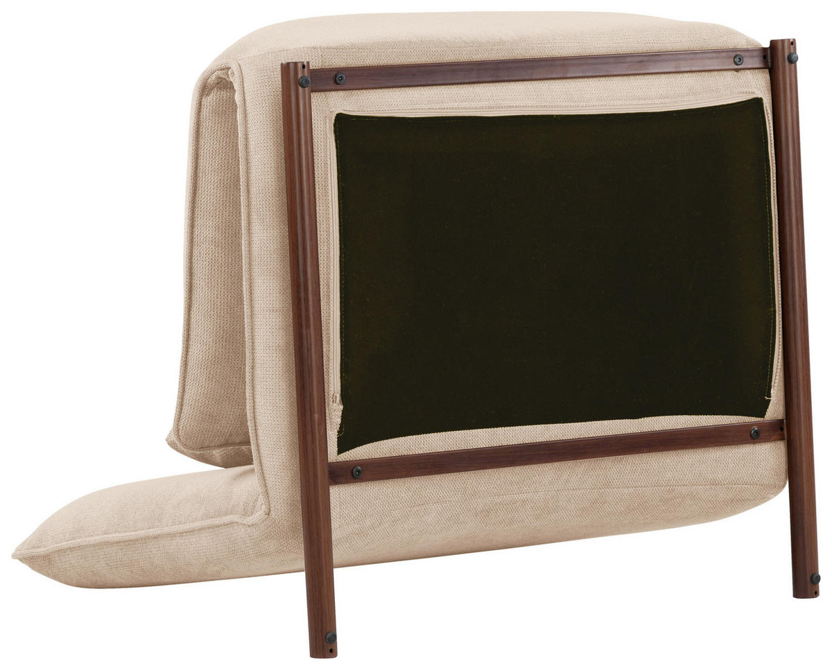 SESSEL in Samt Creme, Dunkelbraun  - Dunkelbraun/Creme, Design, Textil/Metall (93/97/80cm) - MID.YOU