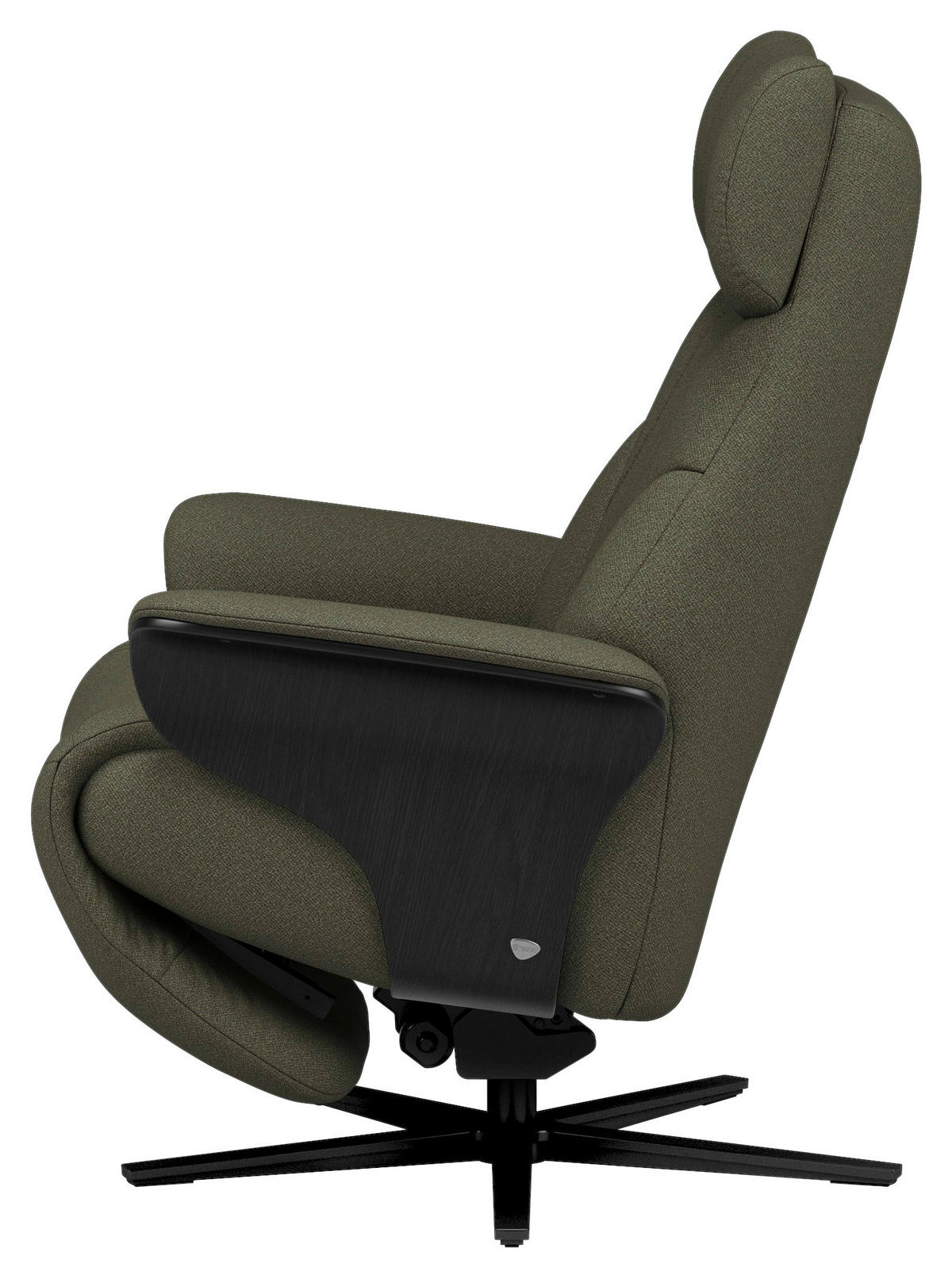 RELAXSESSEL Flachgewebe Relaxfunktion, Kopfteilverstellung, Fußteilverstellung, Rücken echt    - Schwarz/Grün, Design, Holz/Textil (86/116/87cm) - Stressless