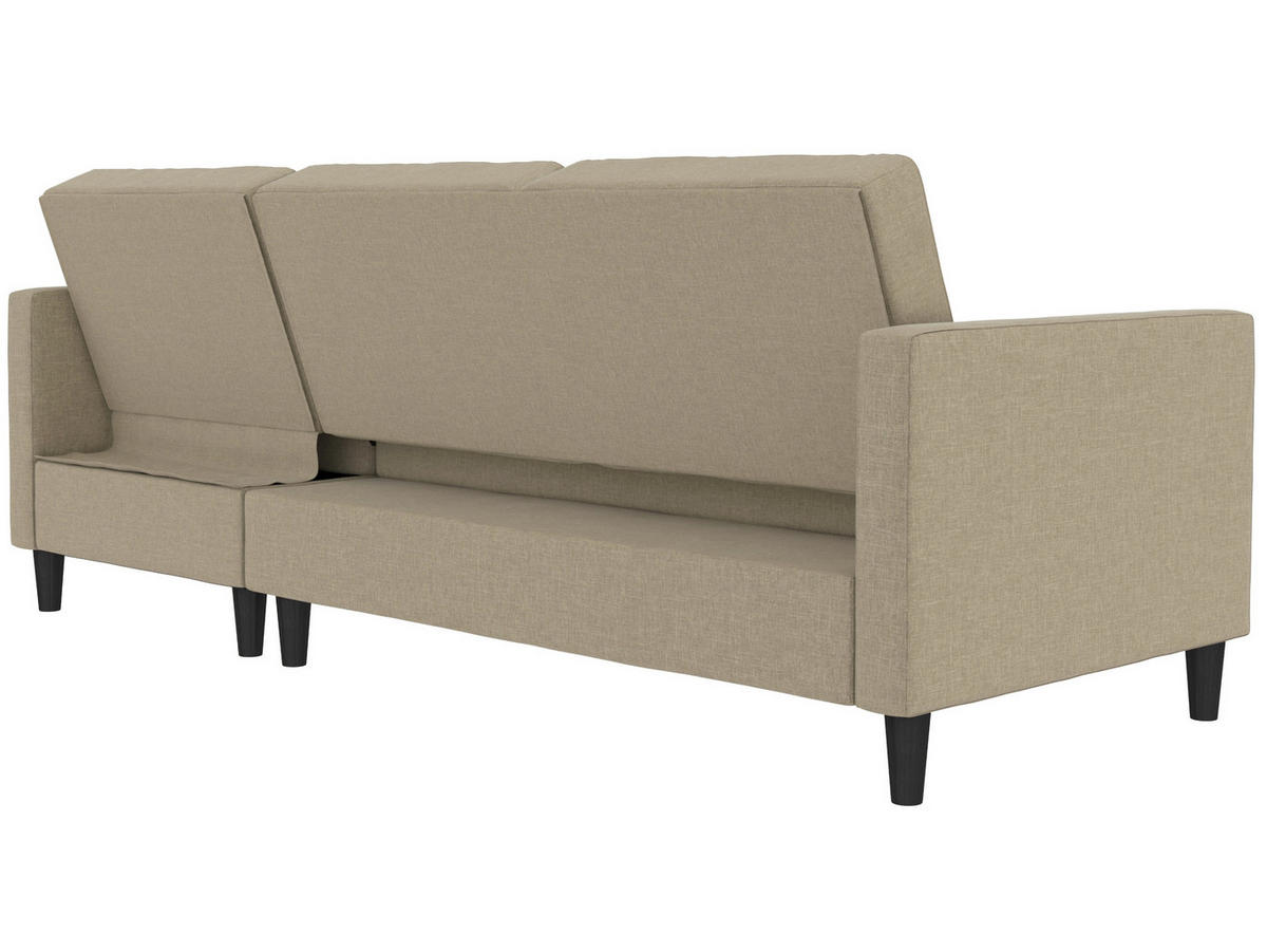 ECKSOFA PALERMO Cappuccino Webstoff, Leinenoptik Schlaffunktion, Stauraum  - Schwarz/Cappuccino, Basics, Kunststoff/Textil (213/154cm) - Livetastic