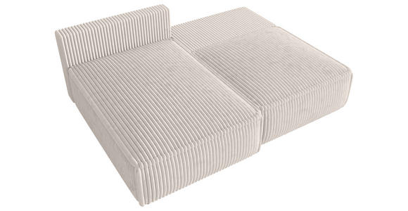 ECKSOFA Creme Cord Zierkissen, Rückenkissen, Schlaffunktion, Rücken echt  - Creme/Schwarz, MODERN, Kunststoff/Textil (153/200cm) - Xora