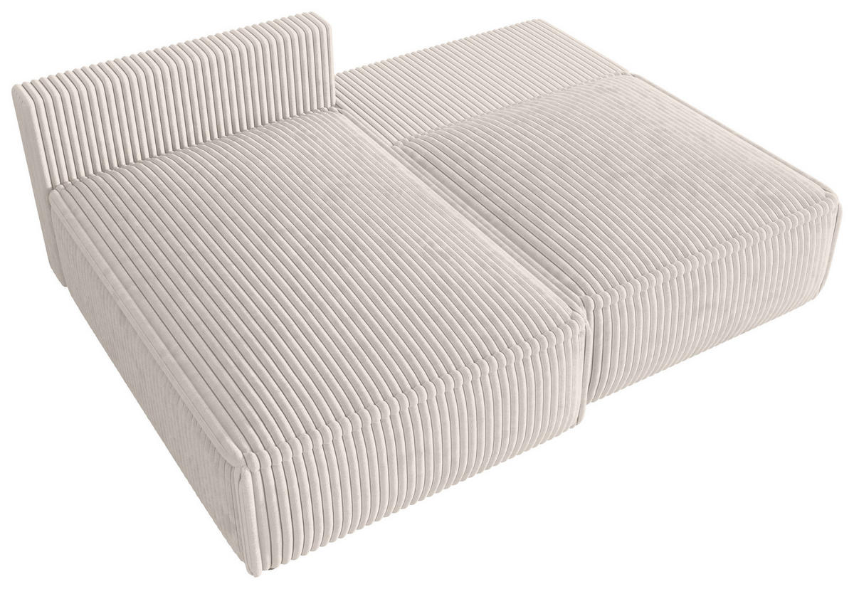 ECKSOFA Creme Cord Zierkissen, Rückenkissen, Schlaffunktion, Rücken echt  - Creme/Schwarz, MODERN, Kunststoff/Textil (153/200cm) - Xora