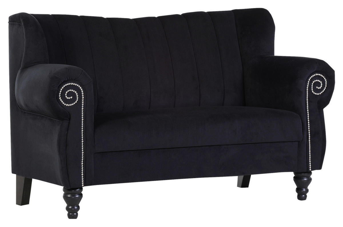 2-SITZER-SOFA in Chenille Schwarz  - Schwarz, Design, Holz/Textil (168/96/75cm) - Ambia Home