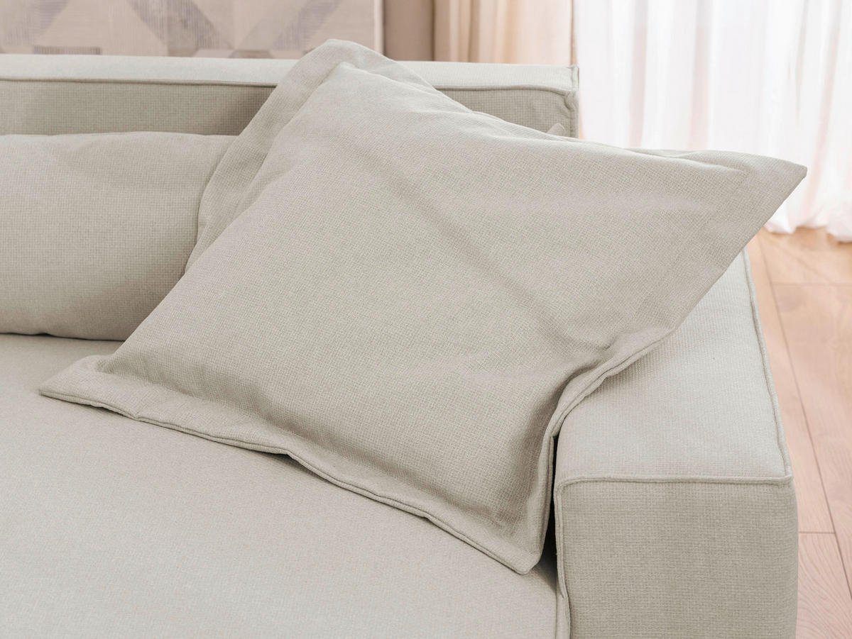 ECKSOFA Curduroy in Webstoff Ecru Rückenkissen  251/142 cm  - Ecru/Schwarz, Design, Kunststoff/Textil (251/142cm) - P & B