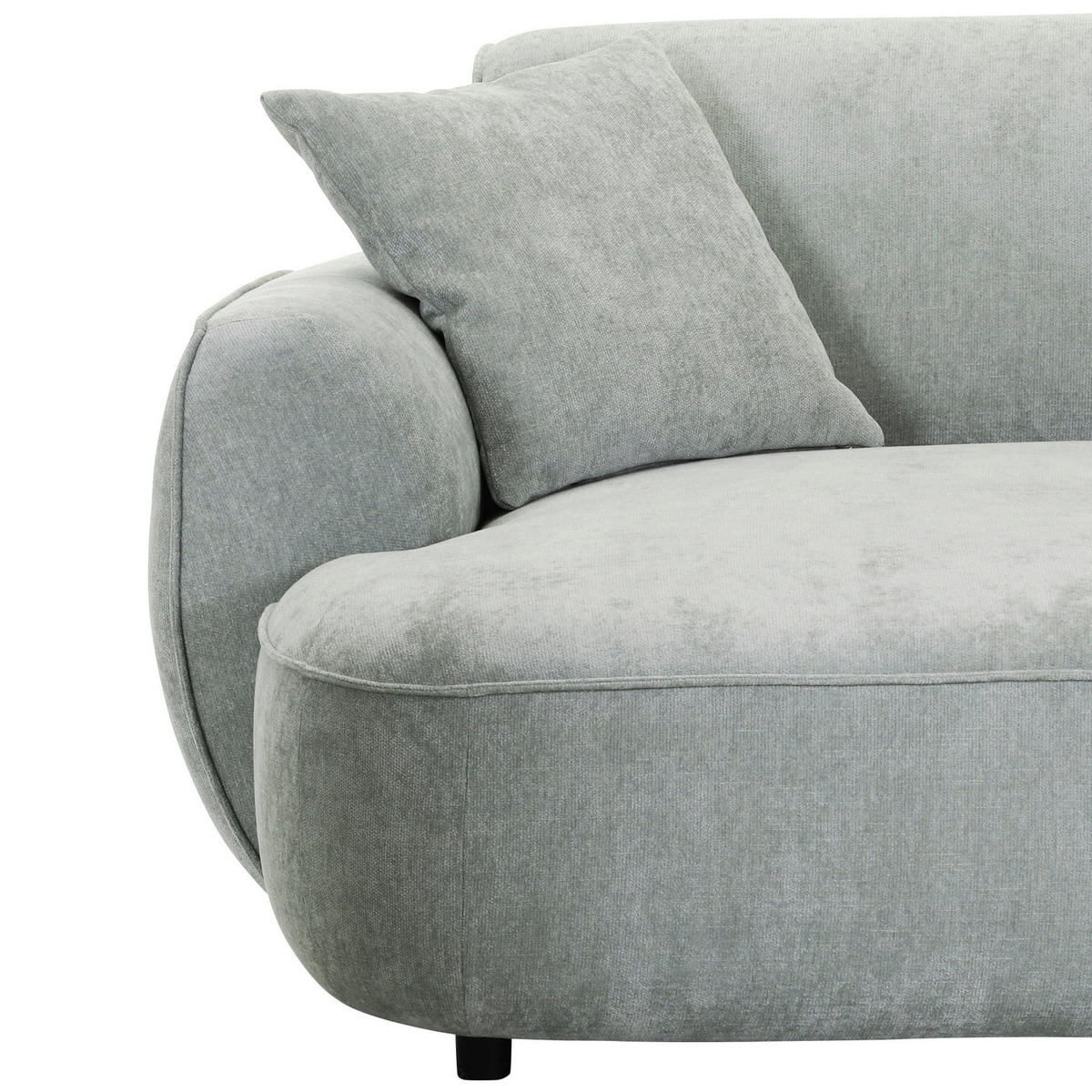 ECKSOFA Salbeigrün Flachgewebe Zierkissen, Rücken echt  - Salbeigrün/Schwarz, KONVENTIONELL, Kunststoff/Textil (155/285cm) - Milino
