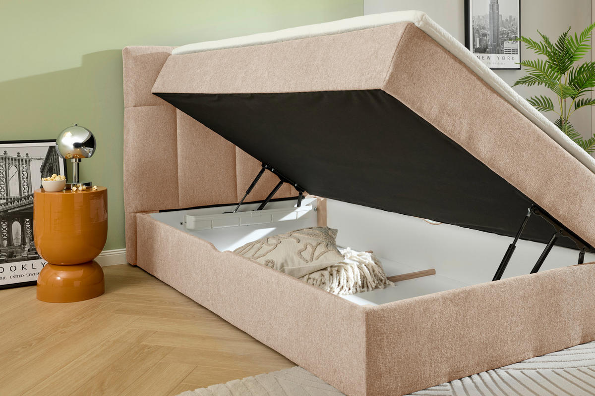 BOXBETT 120/200 cm  in Hellbraun  - Hellbraun, KONVENTIONELL, Textil (120/200cm) - Boxxx